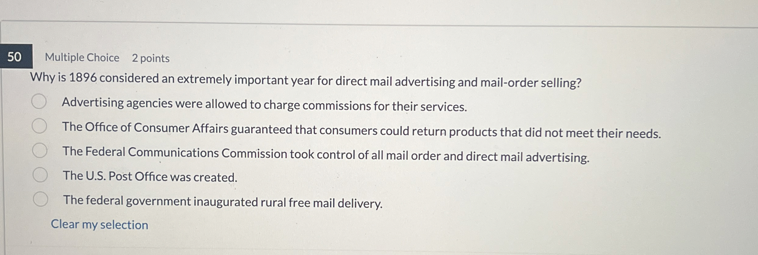 5 0 Multiple Choice 2 points Why is 1 8 9 6