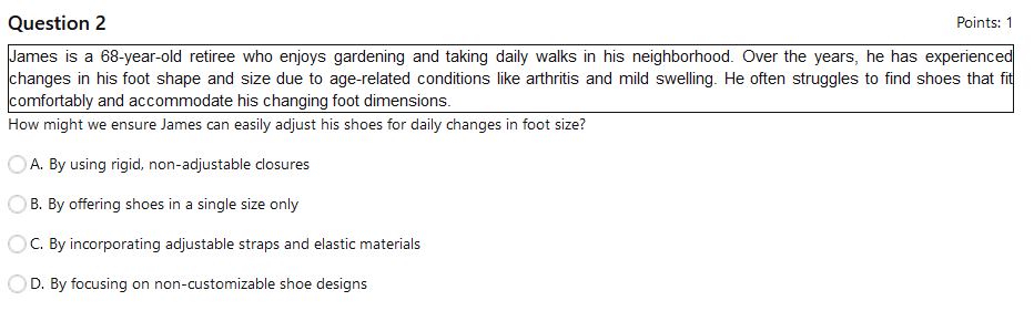 Question 2 James is a 6 8 - year - old retiree