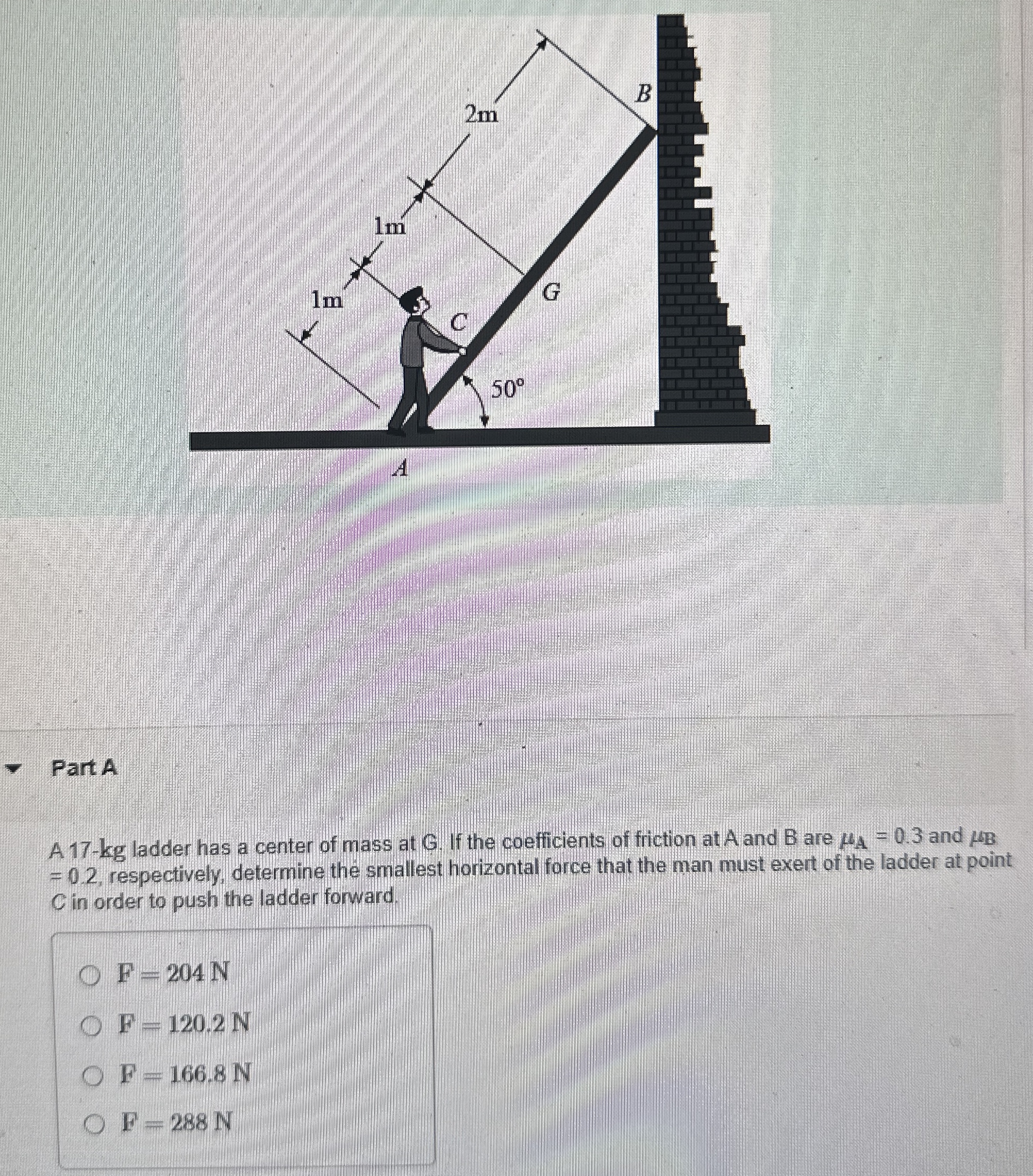 A Part A A 1 7 - kg ladder has a center of mass