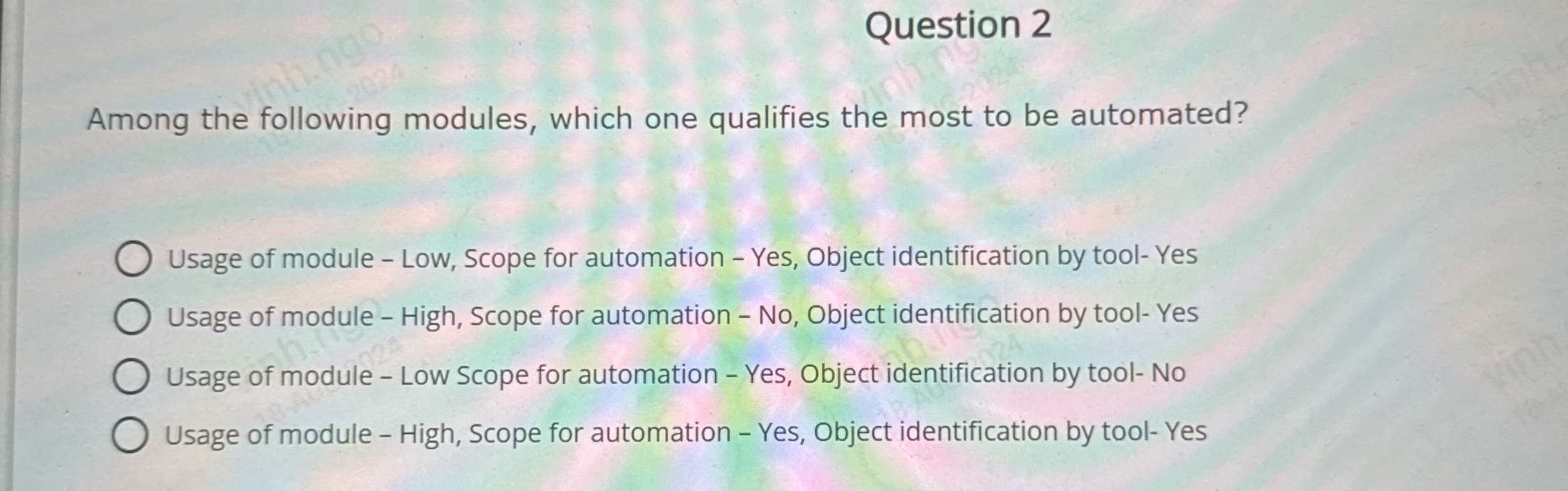 Question 2 Among the following modules, which one