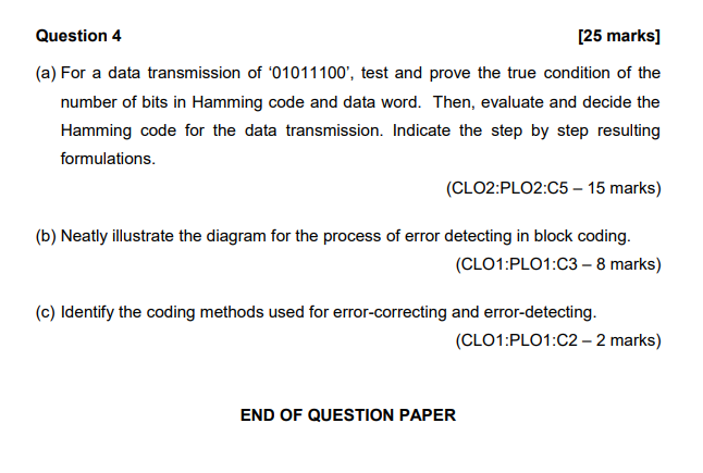 Question 4 [ 2 5 marks ] ( a ) For a data