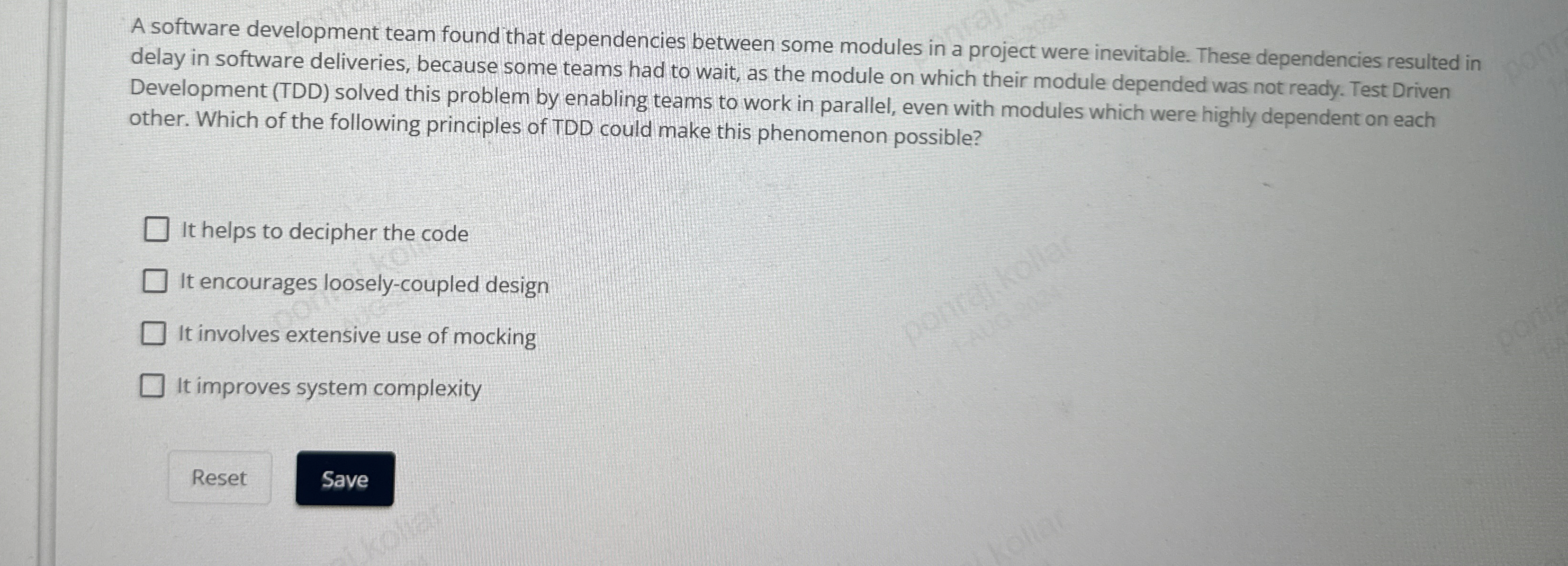 A software development team found that