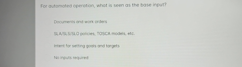 For automated operation, what is seen as the base