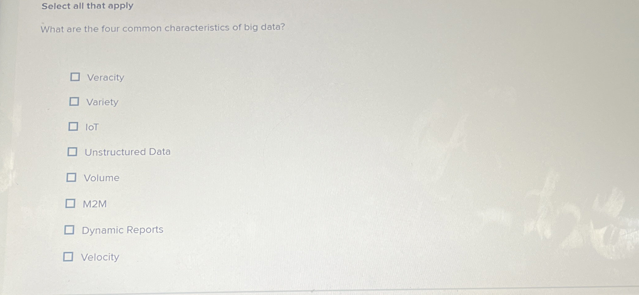 Select all that apply What are the four common