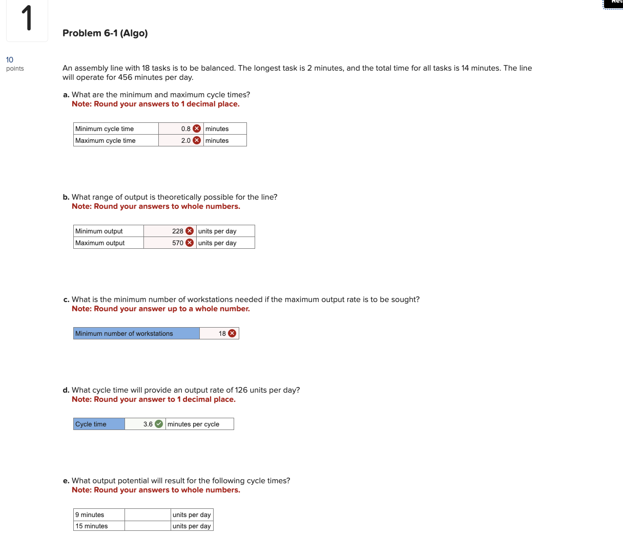 PLEASE HELP!! Problem 6 - 1 ( Algo ) An assembly