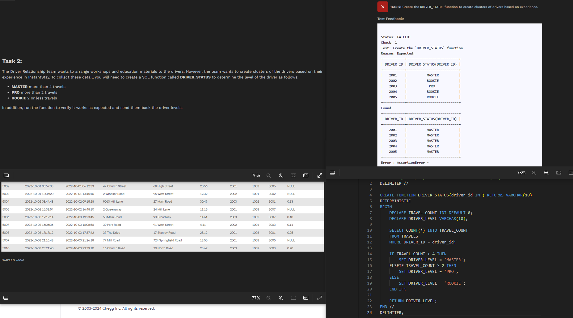 Test Feedback: DELIMITER / / CREATE FUNCTION