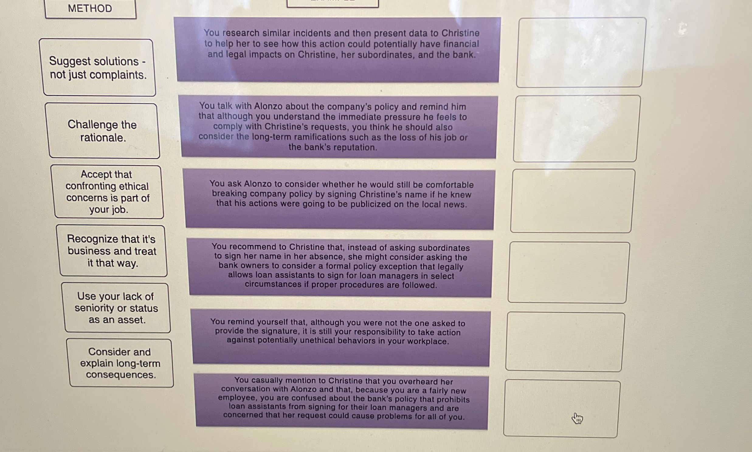 METHOD Suggest solutions not just complaints.