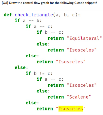 [ Q 6 ] Draw the control flow graph for the