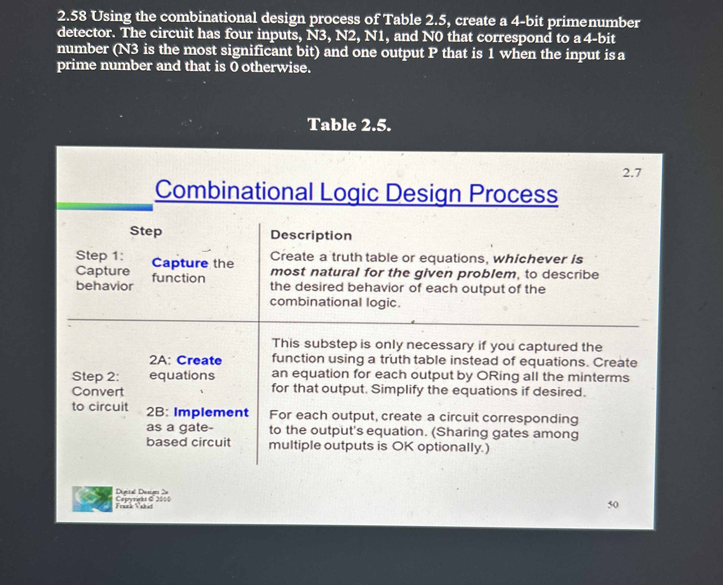 2 . 5 8 Using the combinational design process of