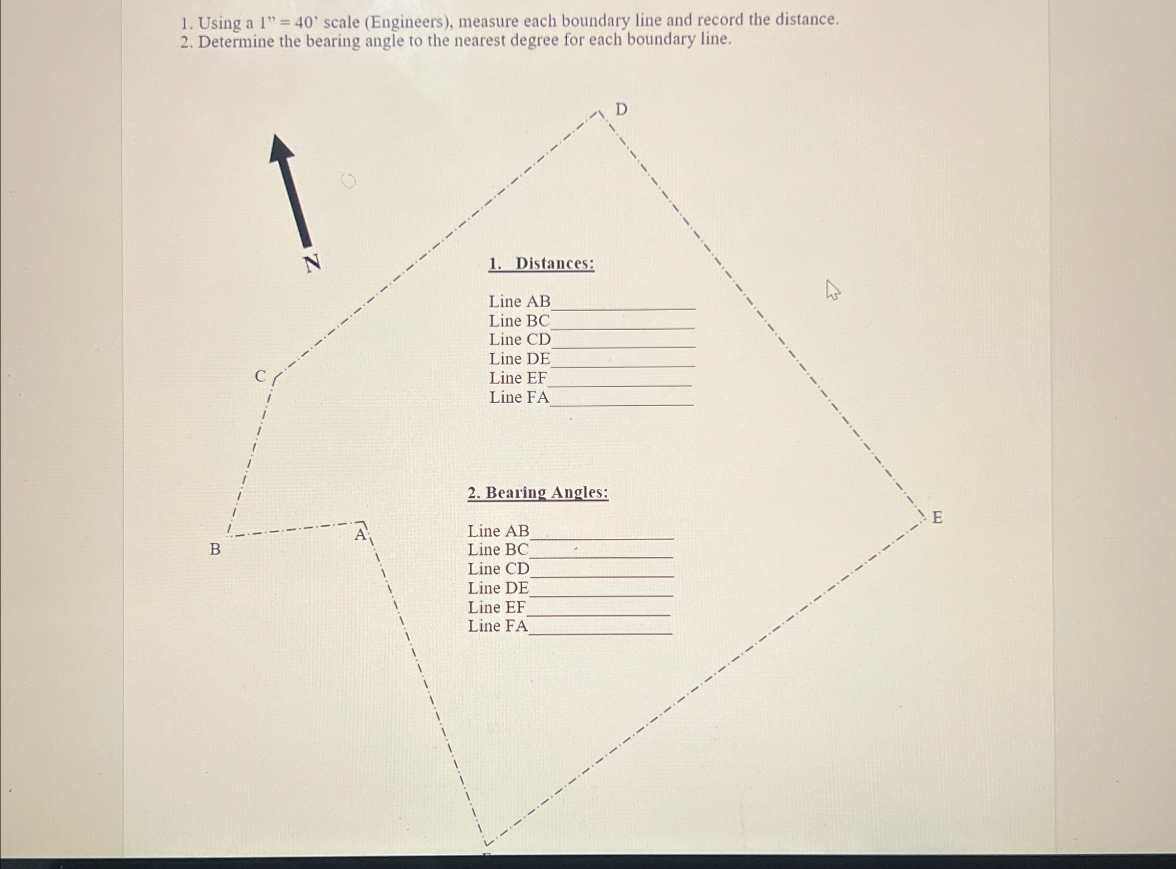 Using a 1 = 4 0 ' scale ( Engineers ) , measure