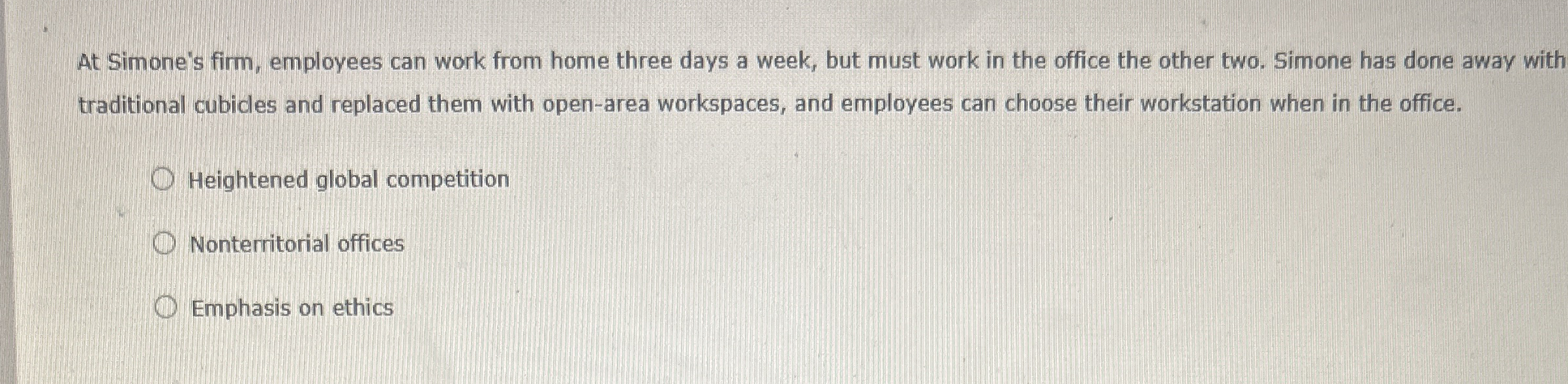 At Simone's firm, employees can work from home