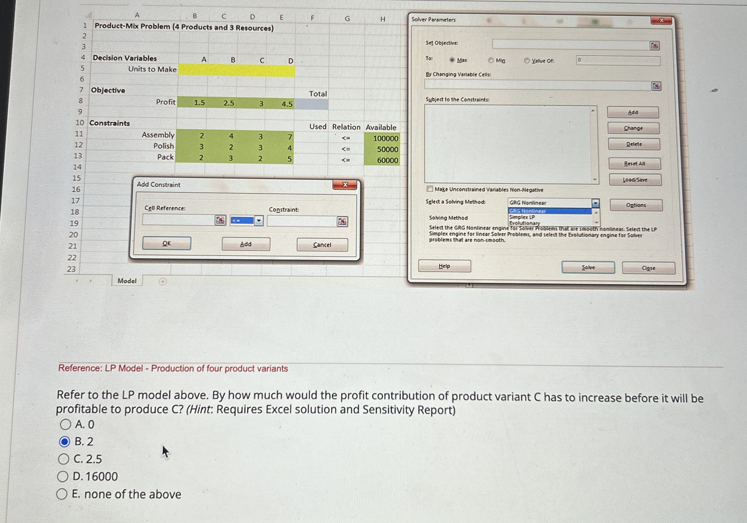 Reference: LP Model - Production of four product