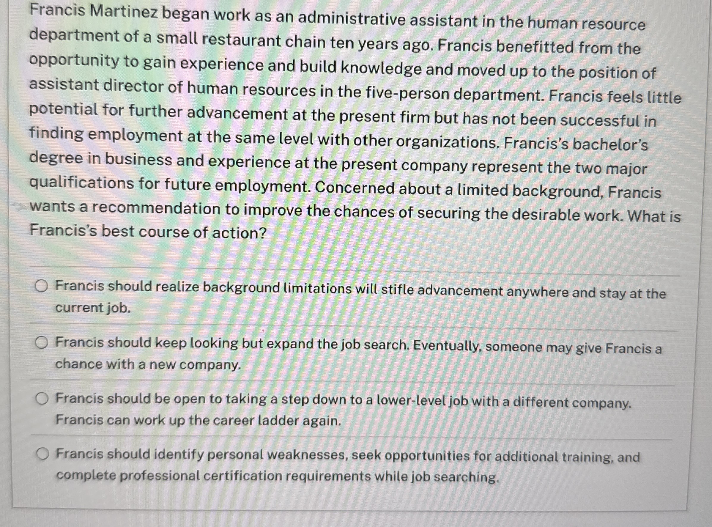 Francis Martinez began work as an administrative