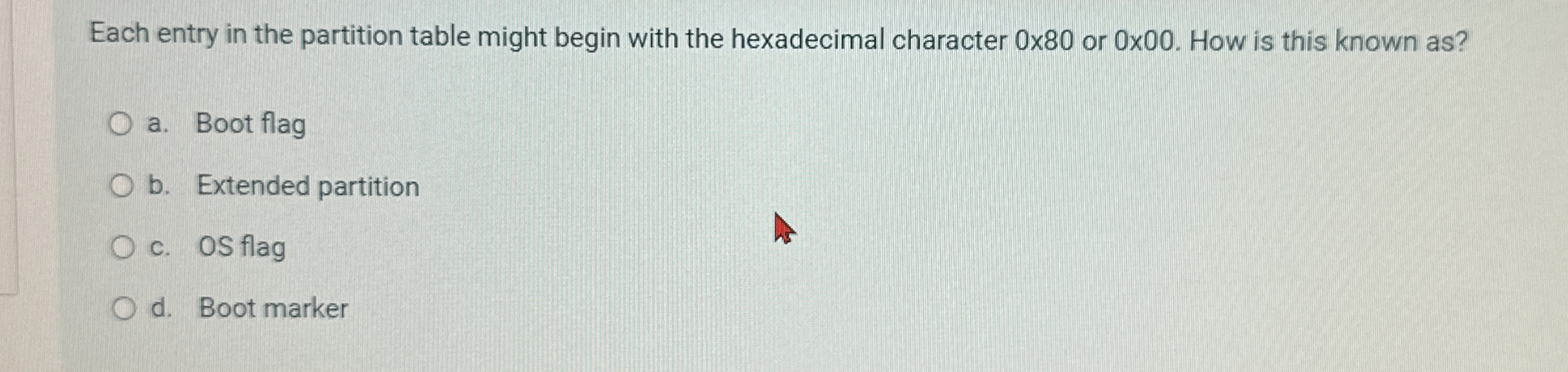 Each entry in the partition table might begin