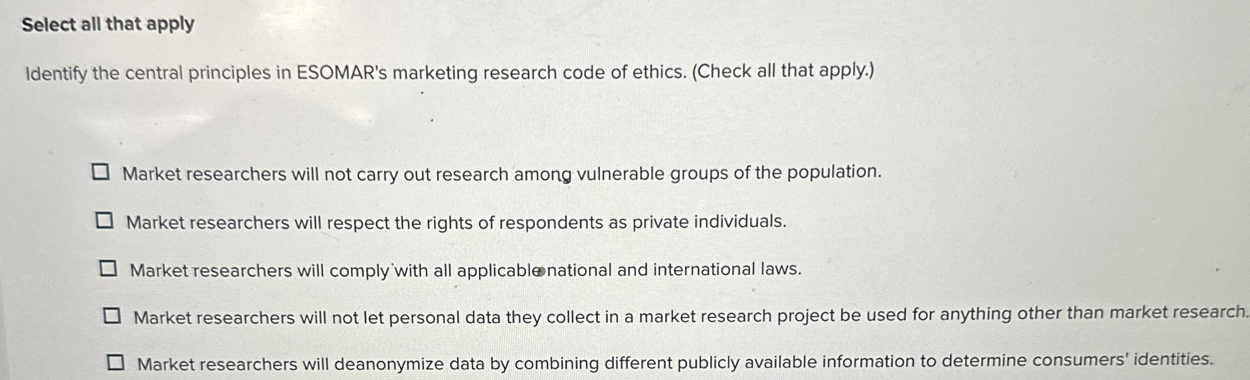 Select all that apply Identify the central