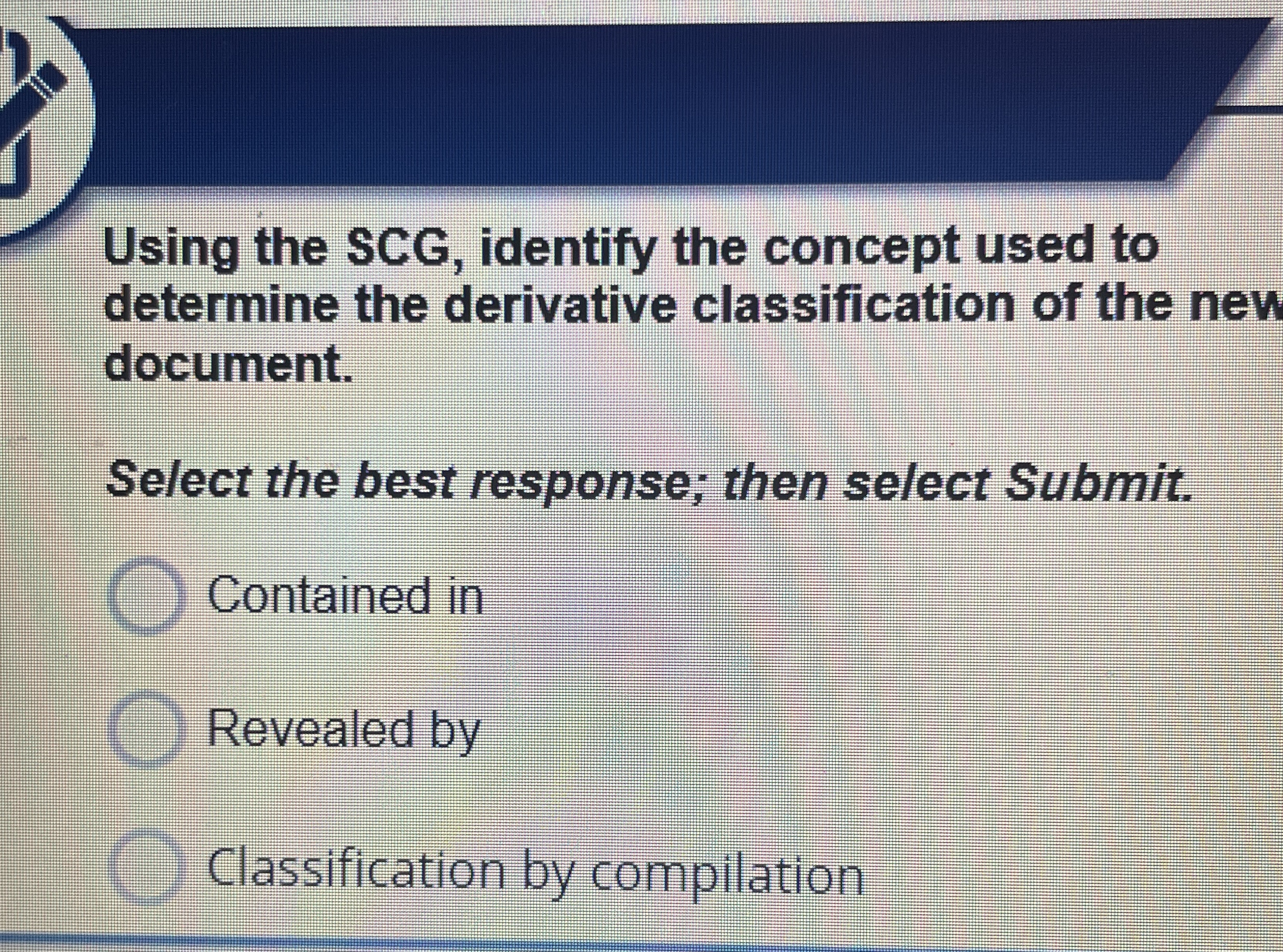 Using the SCG , identify the concept used to