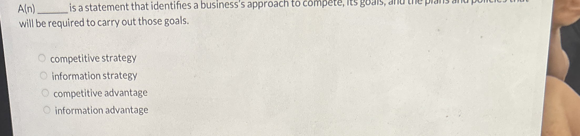 A ( n ) is a statement that identifies a