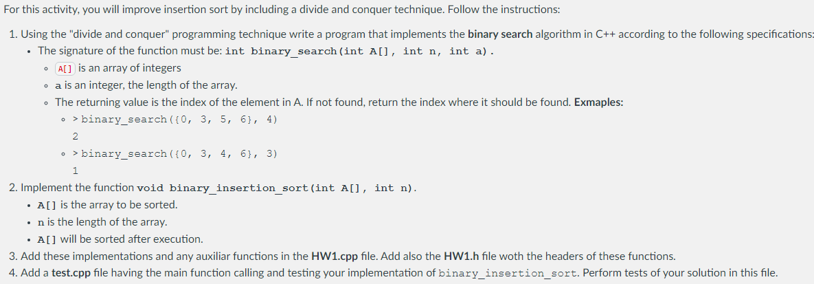 For this activity, you will improve insertion