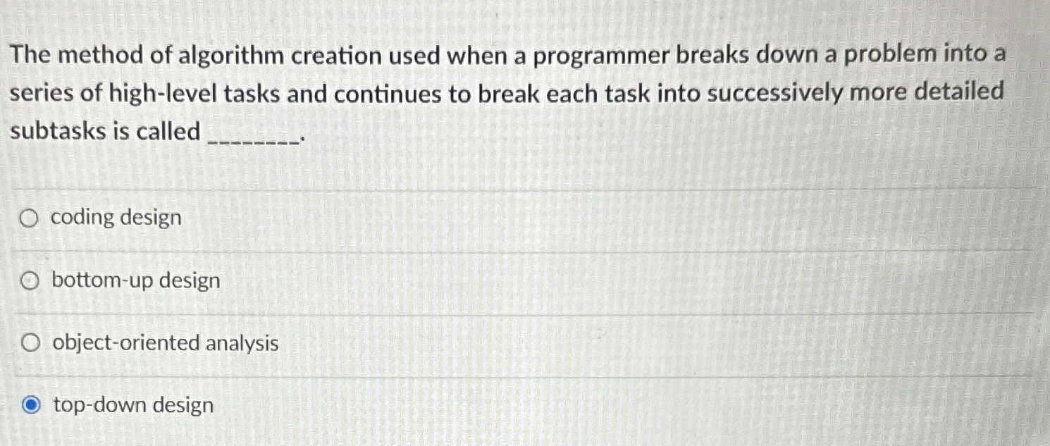The method of algorithm creation used when a