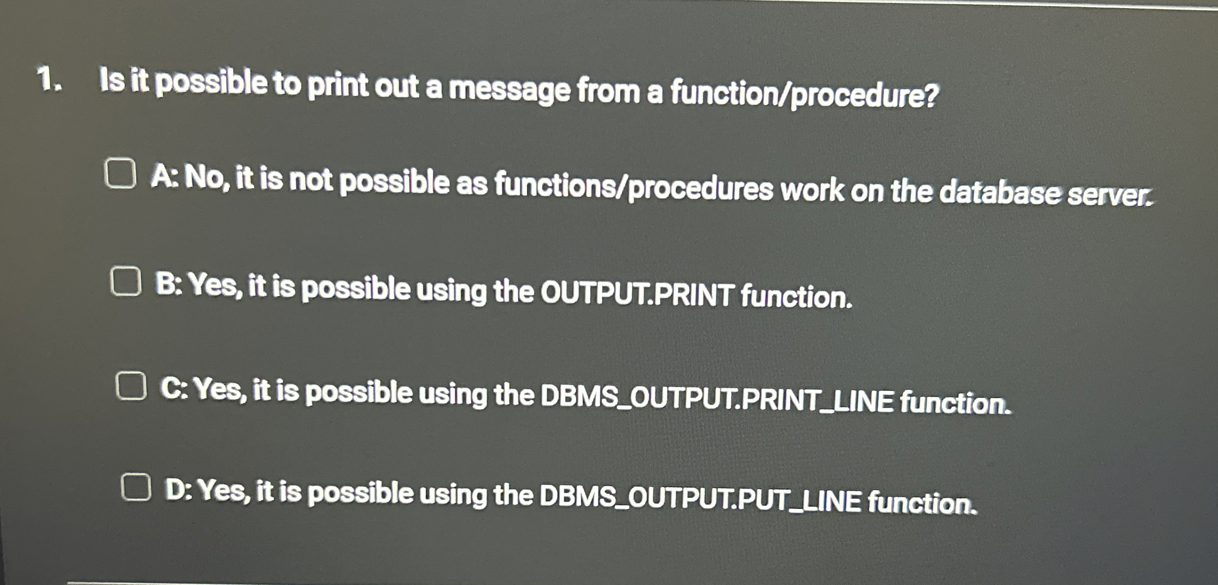 Is it possible to print out a message from a