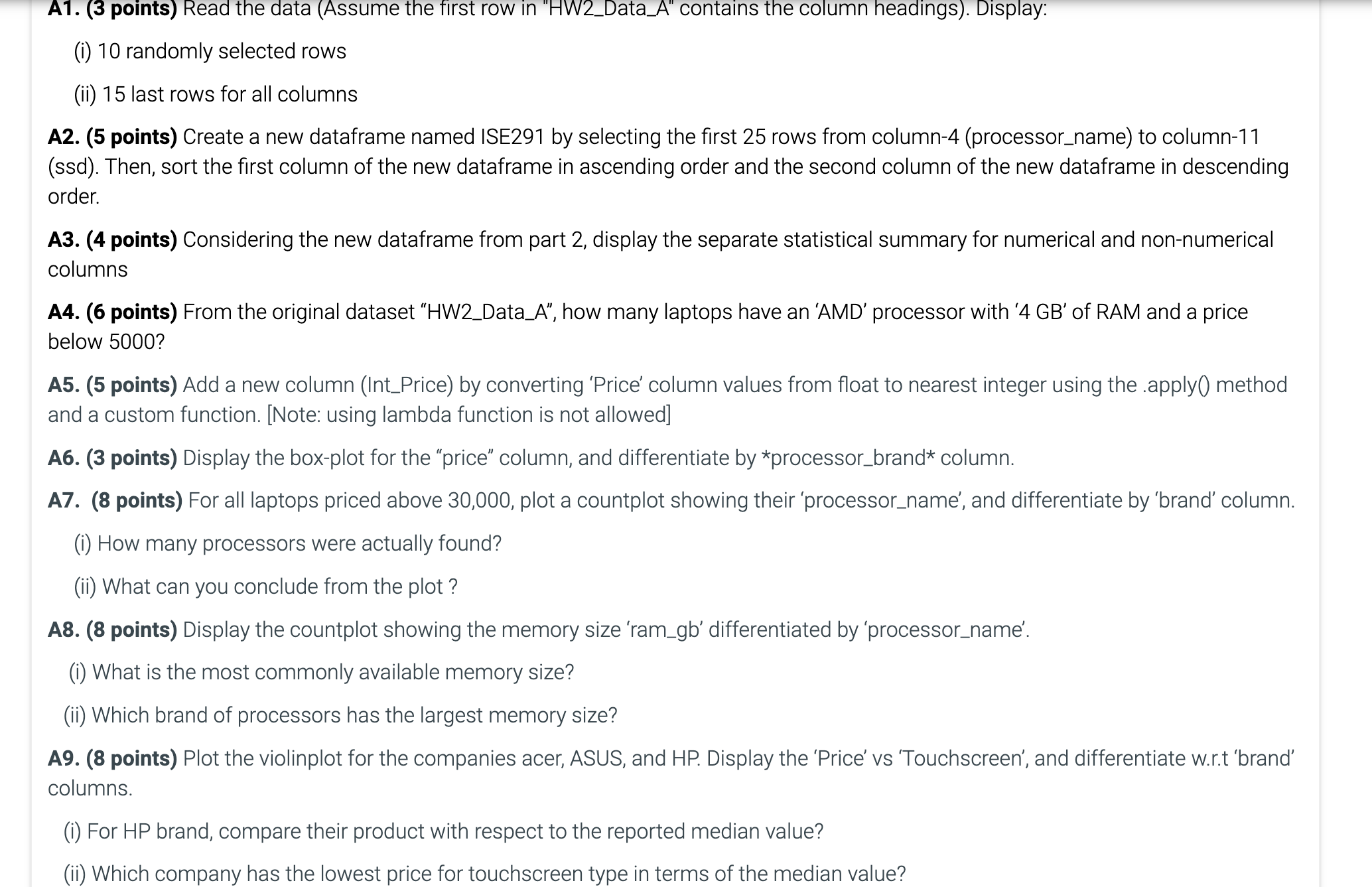 Consider data given in HW 2 _ Data _ A Microsoft
