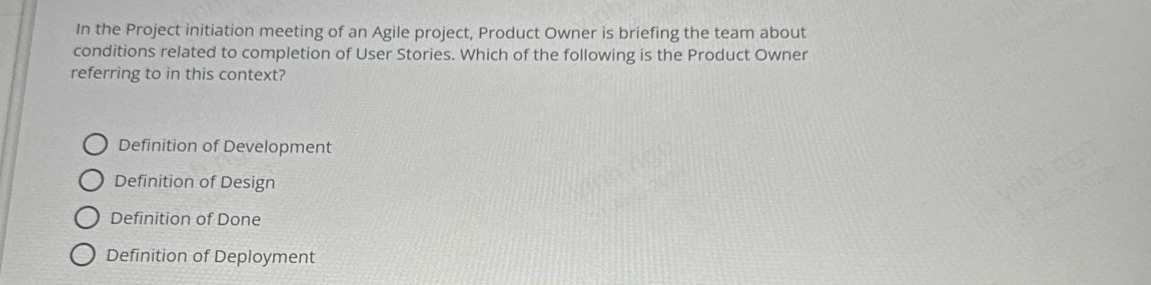 In the Project initiation meeting of an Agile