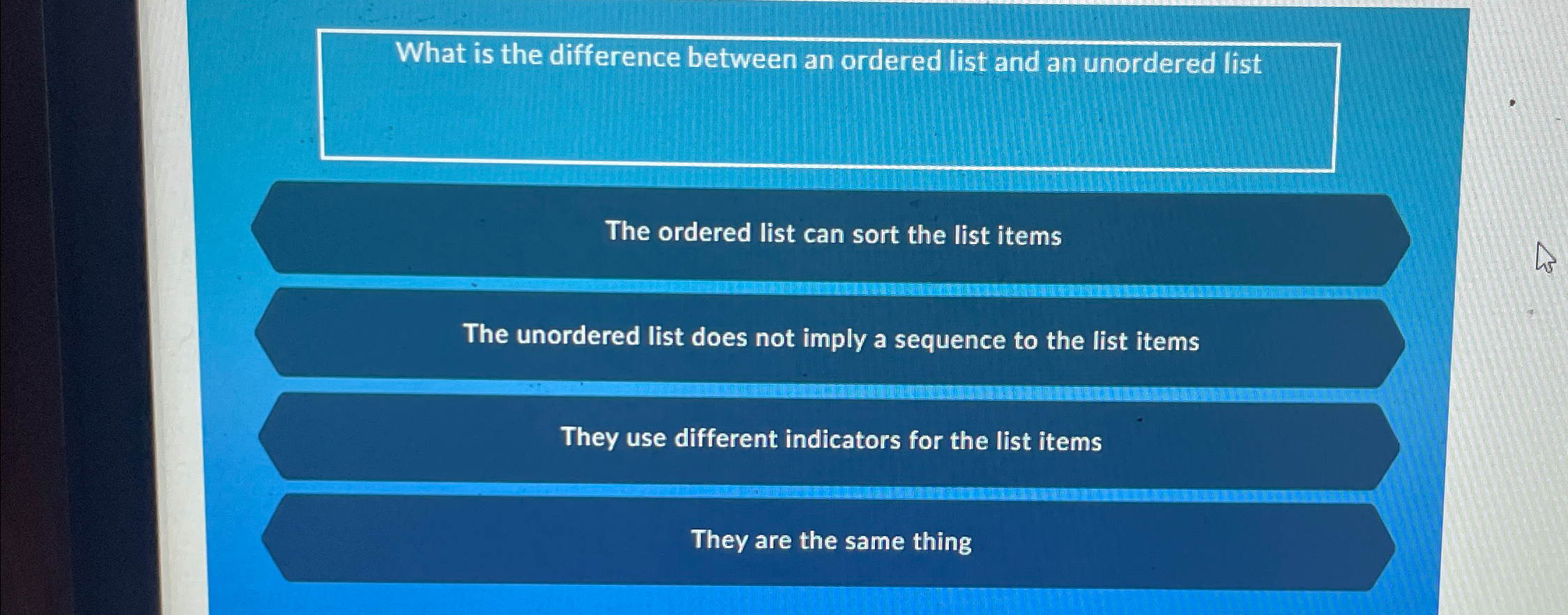 What is the difference between an ordered list