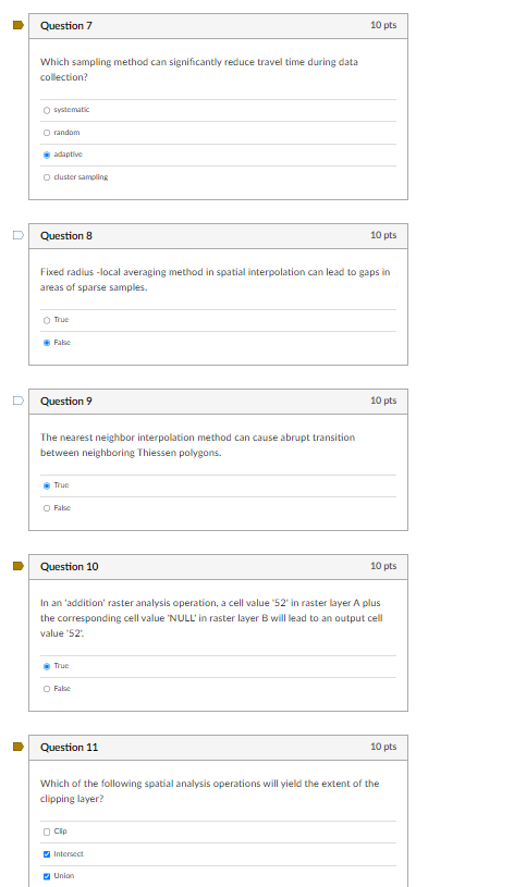 Question 7 Which sampling method can