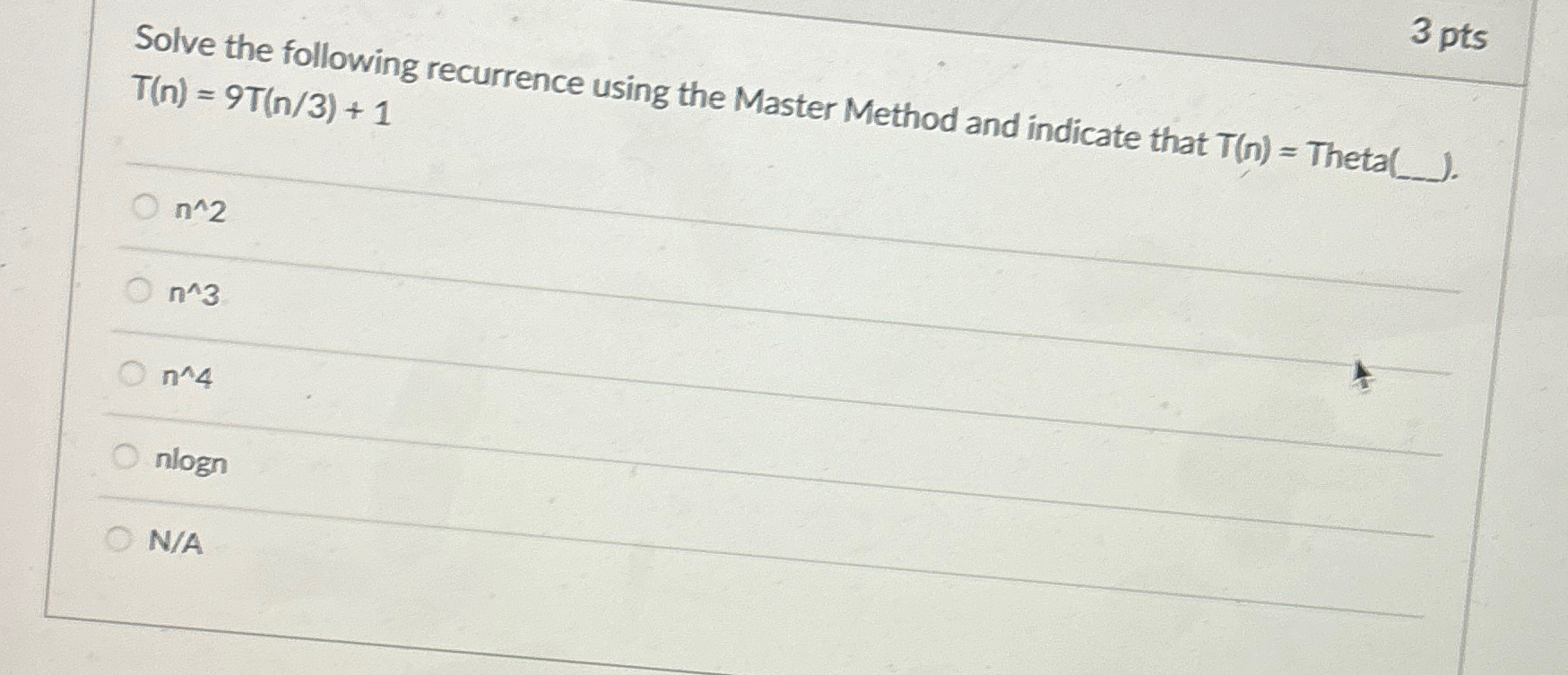 Solve the following recurrence using the Master