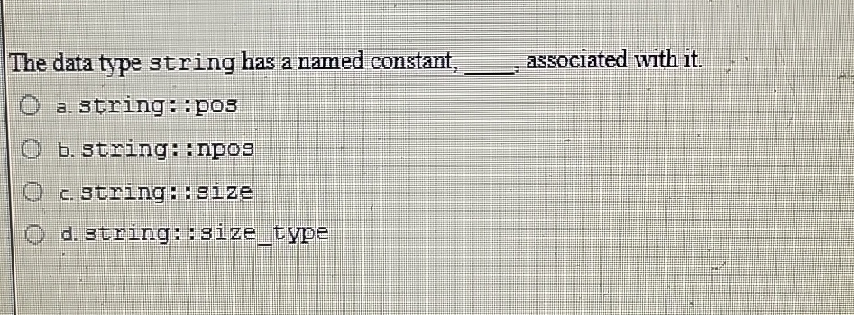 The data type string has a named constant, q , a