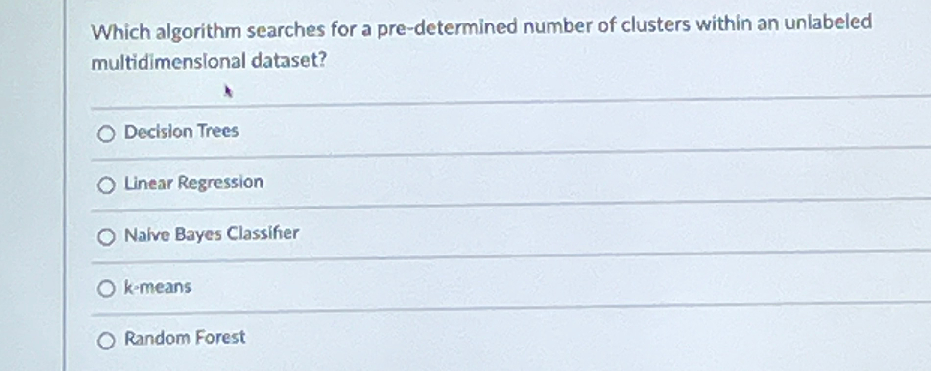 Which algorithm searches for a pre - determined