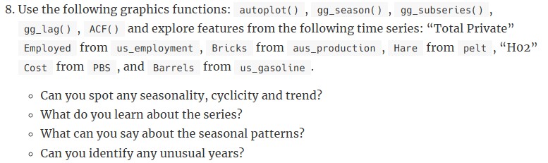 Use the following graphics functions: autoplot (