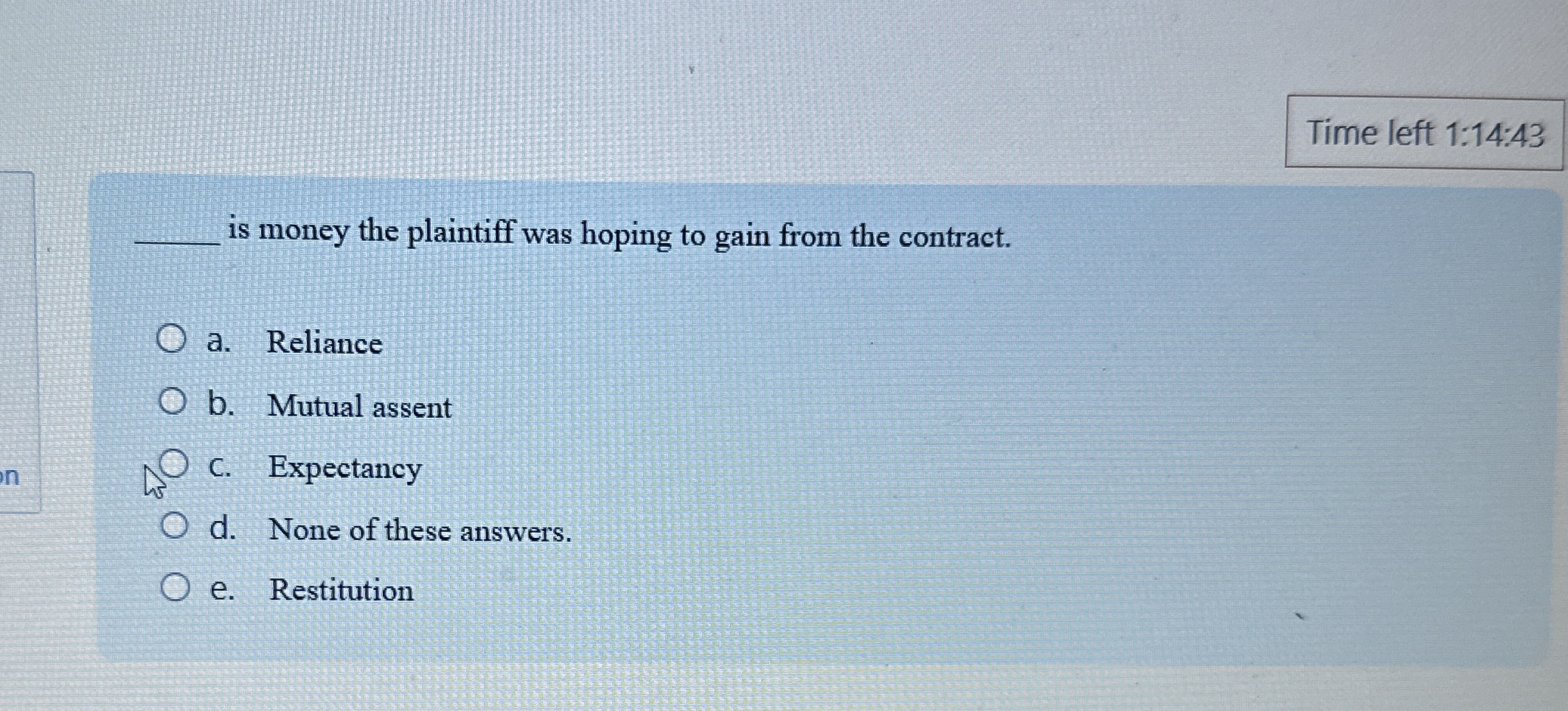 Time left 1 : 1 4 : 4 3 is money the plaintiff