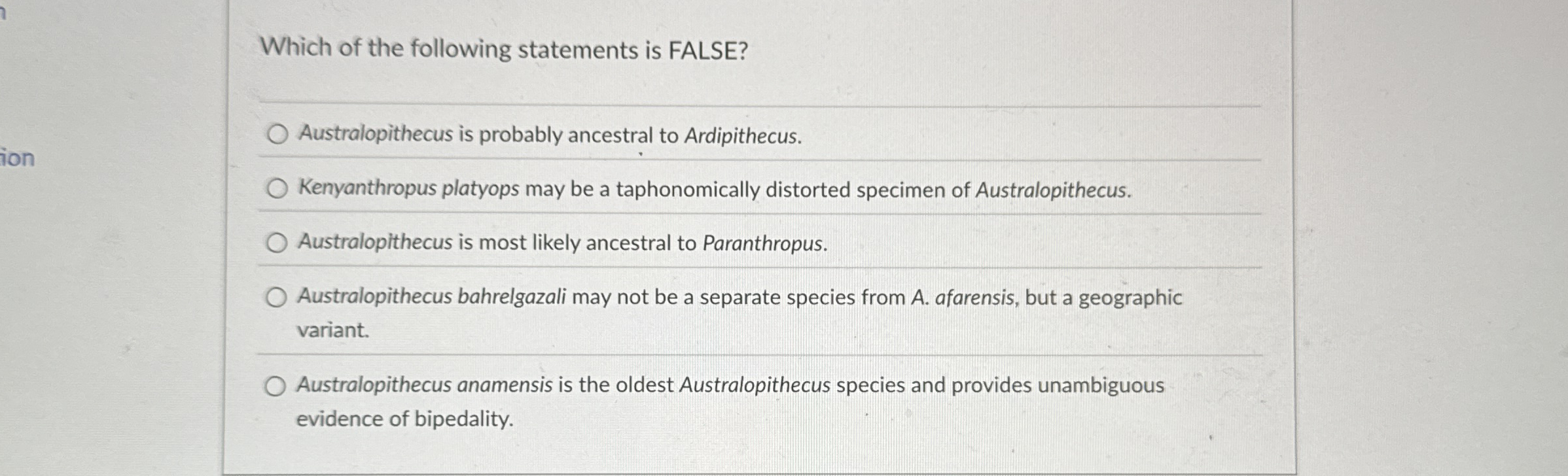 Which of the following statements is FALSE?