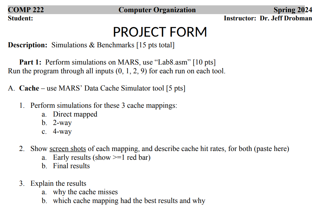 PROJECT FORM Description: Simulations &