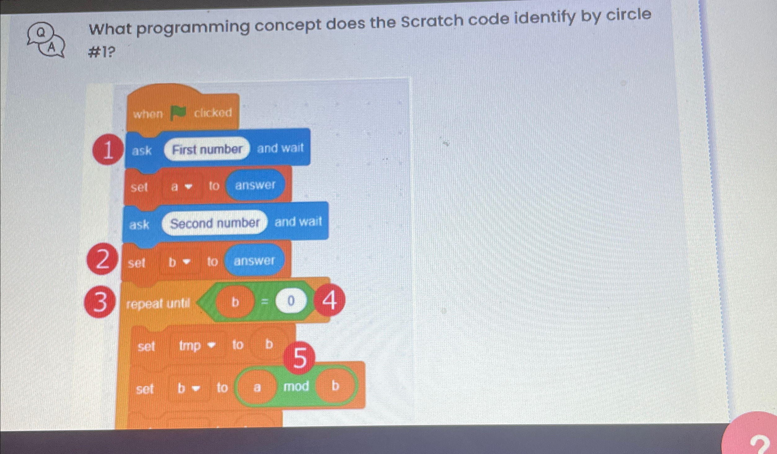 What programming concept does the Scratch code