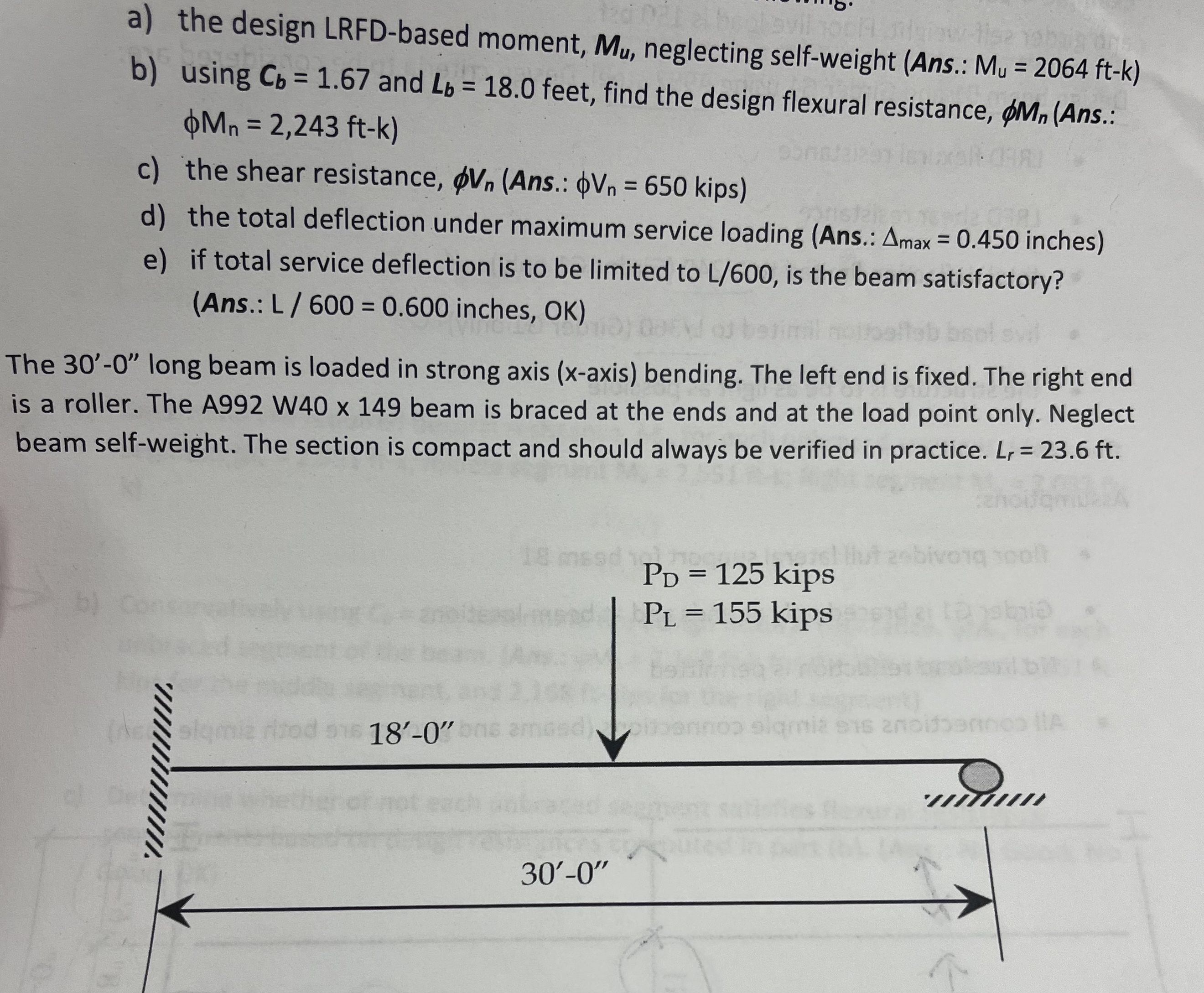 a ) the design LRFD - based moment, M u ,