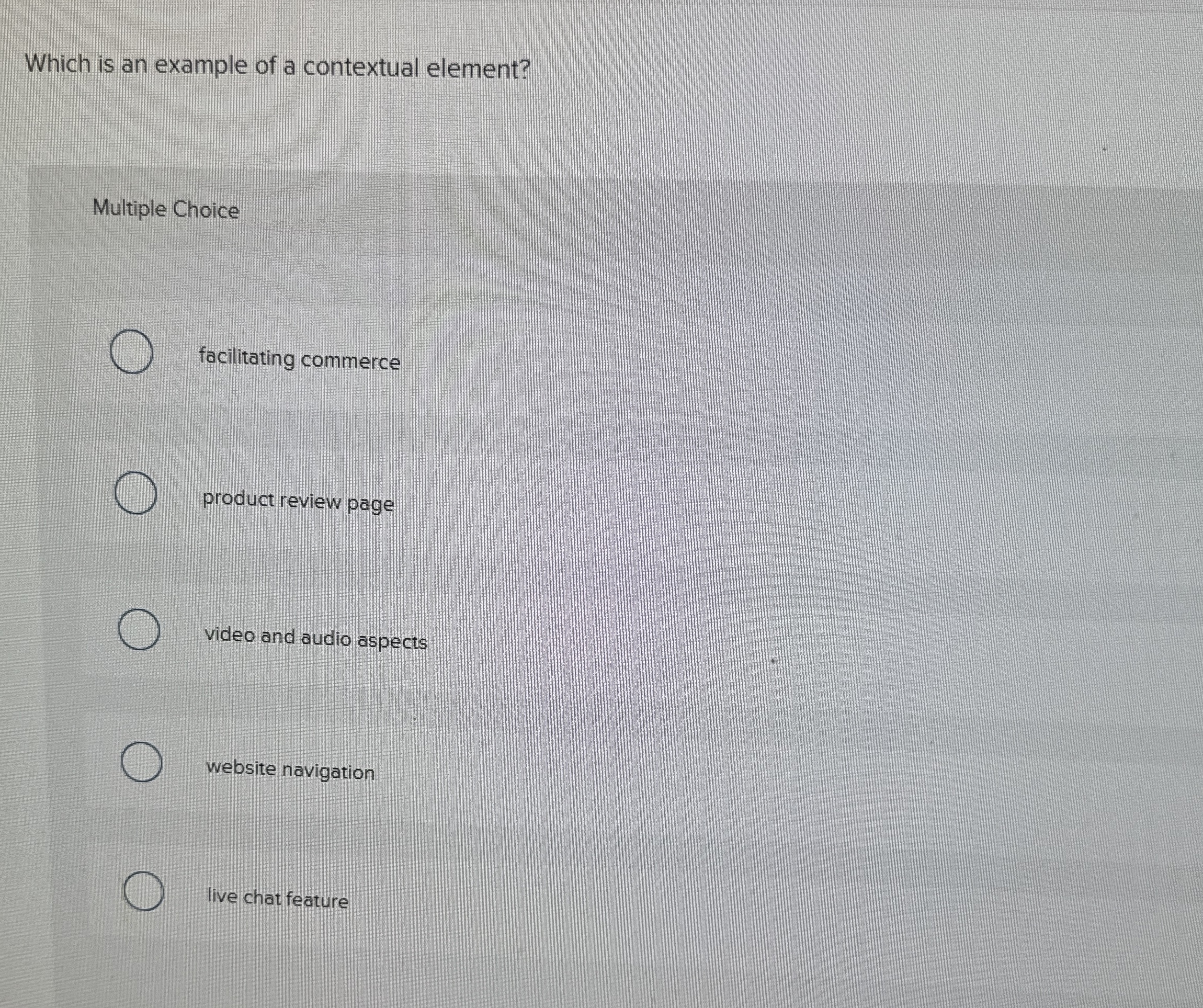 Which is an example of a contextual element?