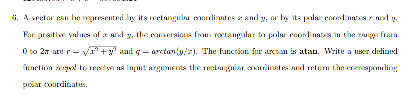 Matlab program: A vector can be represented by