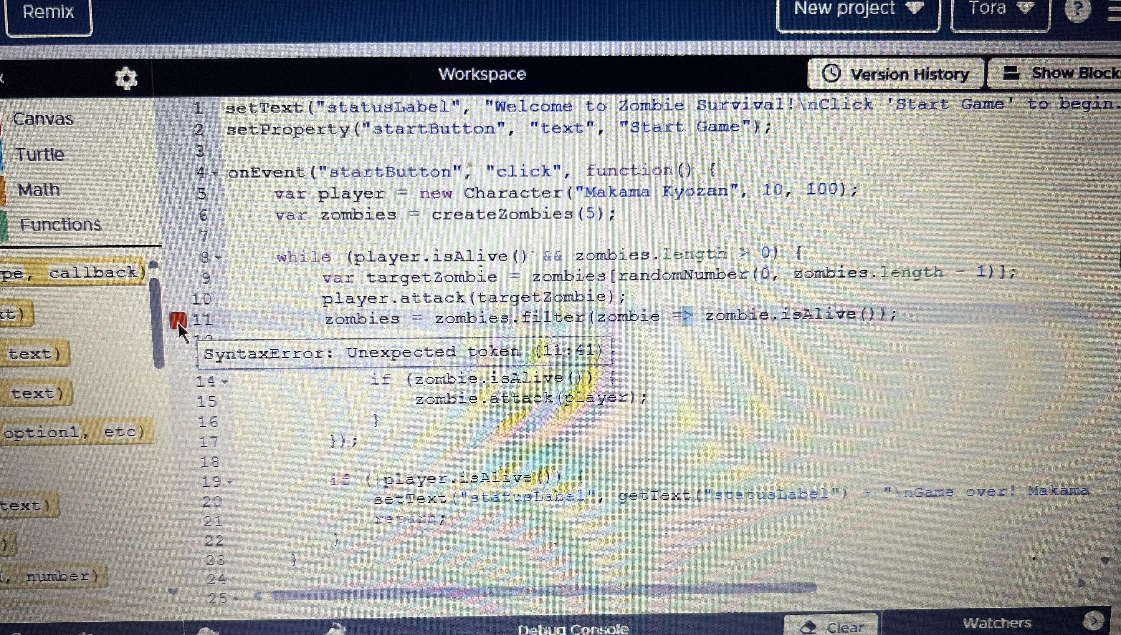 I just wanna fix syntax error in my code