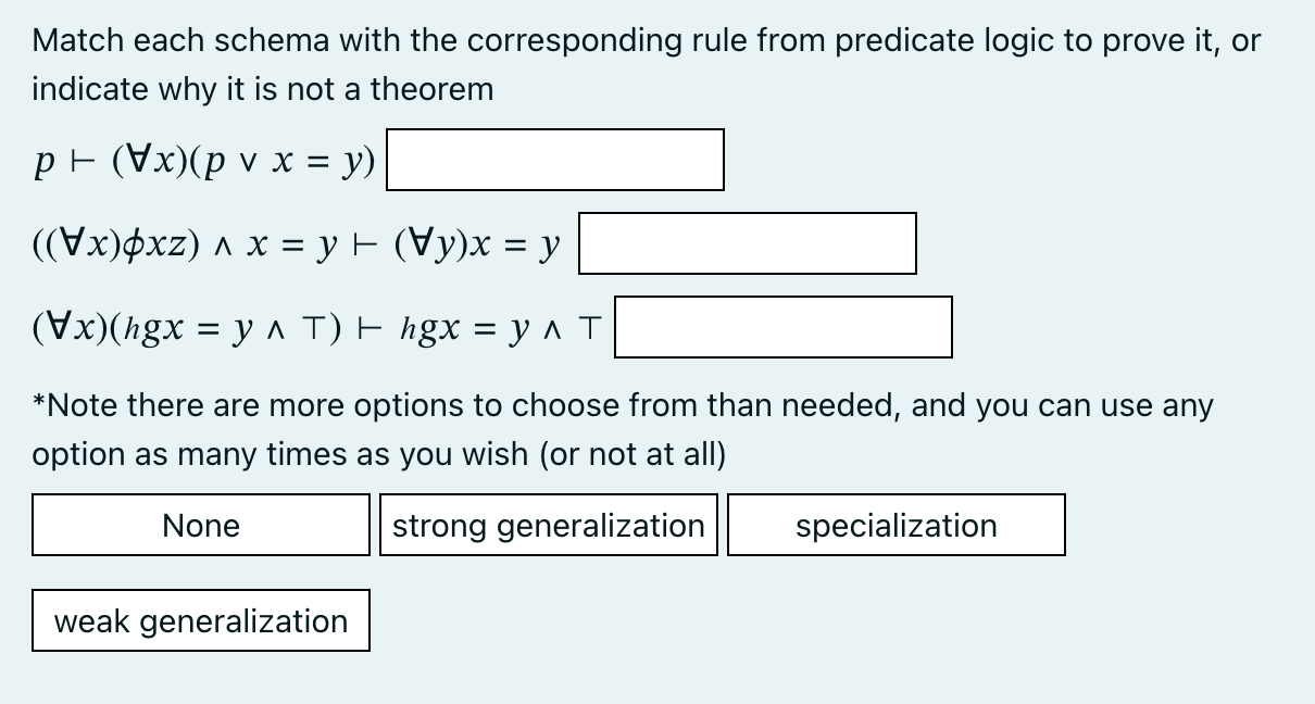 Match each schema with the corresponding rule