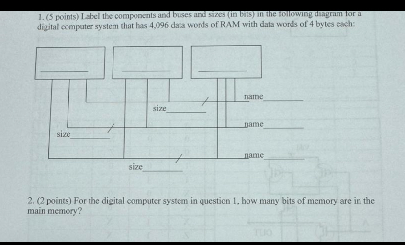 ( 5 points ) Label the components and buses and