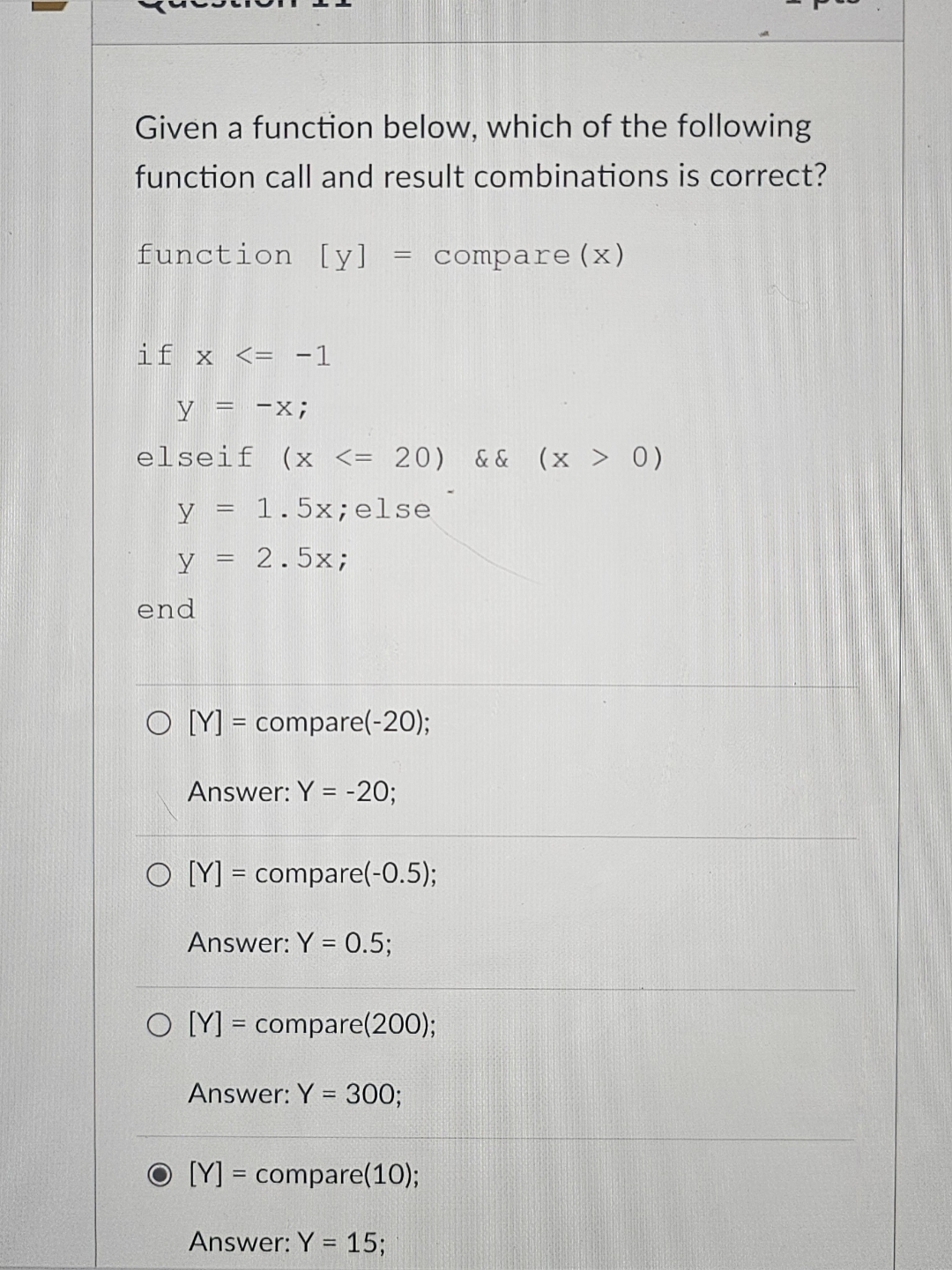 Given a function below, which of the following