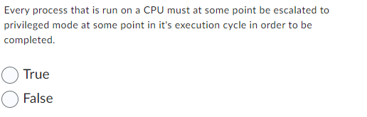 Every process that is run on a CPU must at some