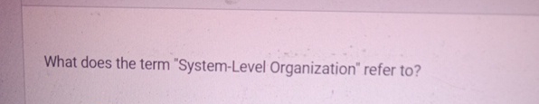 What does the term "System - Level Organization"