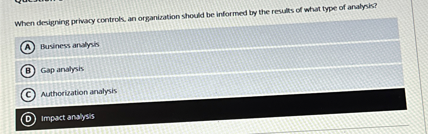 When designing privacy controls, an organization