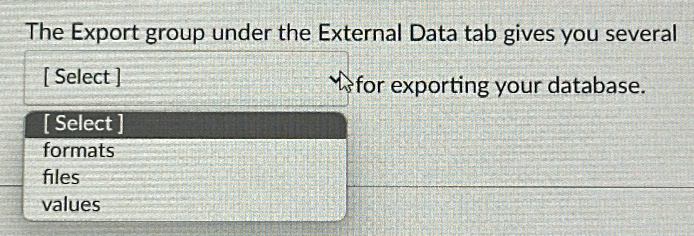 The Export group under the External Data tab