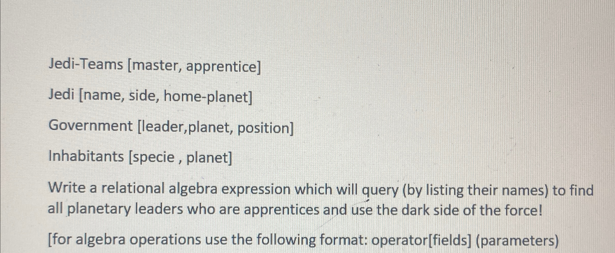 Jedi - Teams [ master , apprentice ] Jedi [ name