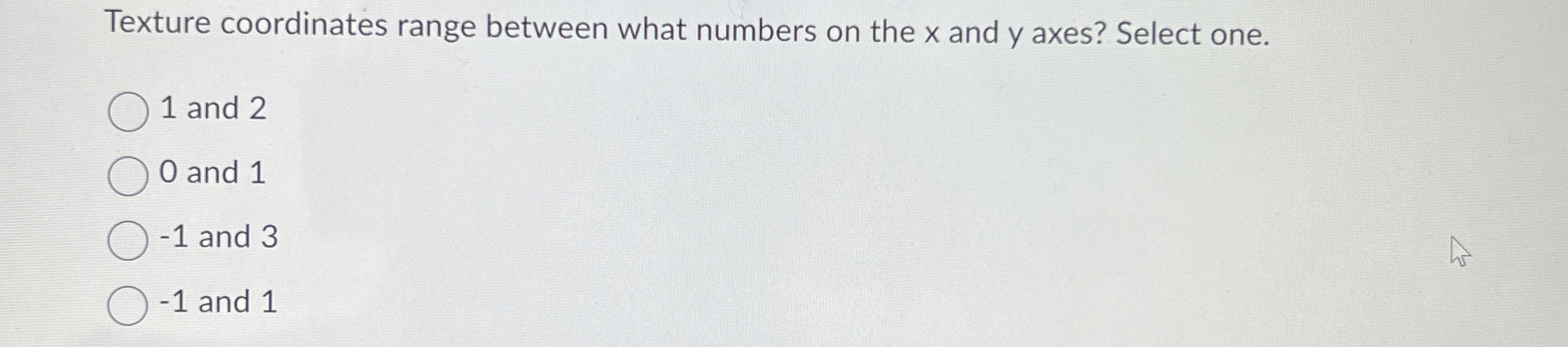 Texture coordinates range between what numbers on
