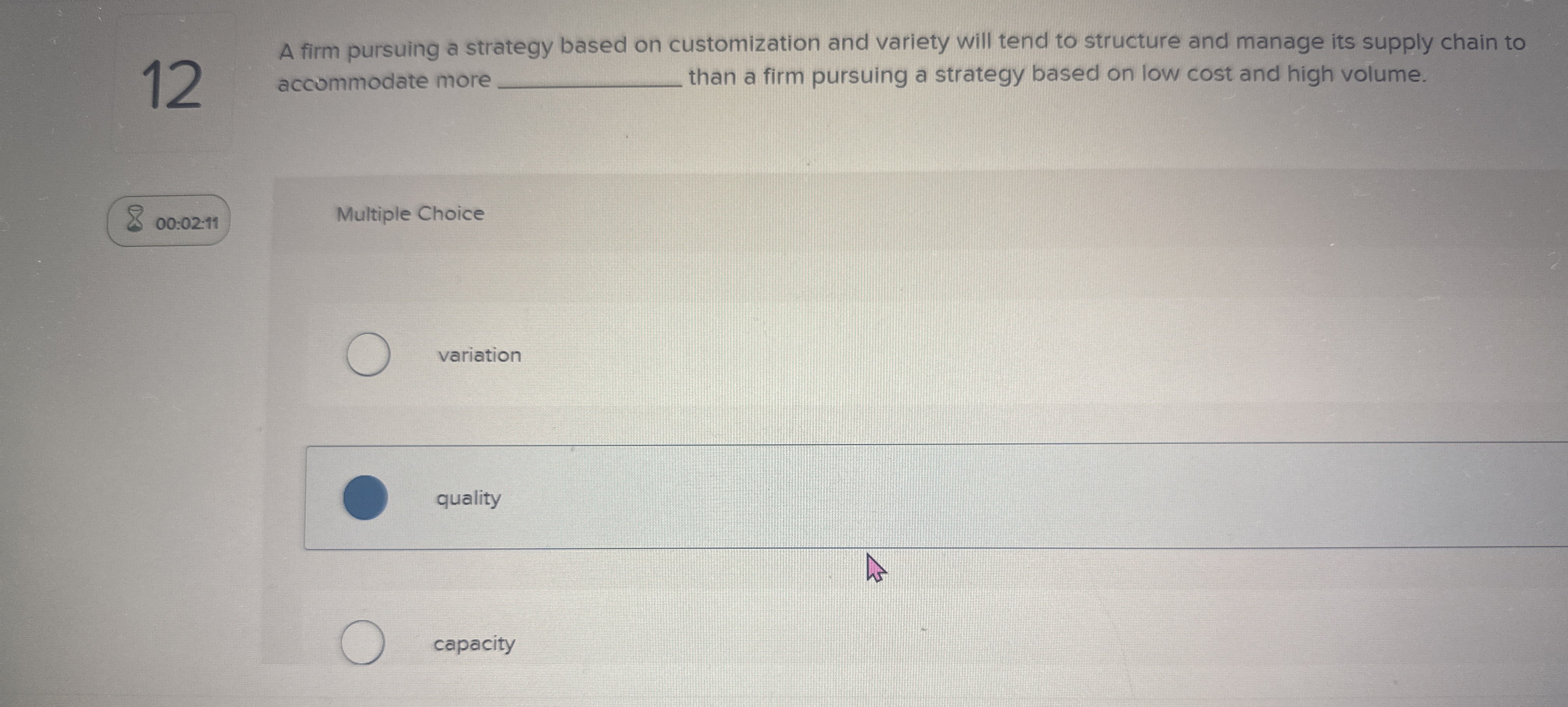 1 2 A firm pursuing a strategy based on